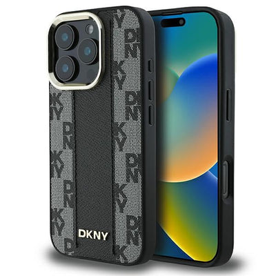 Husa Dkny Checkered Pattern Magsafe iPhone 16 Pro - Negru