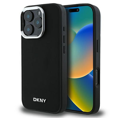 Husa Dkny Plain Argintiu Logo Magsafe iPhone 16 Pro - Negru