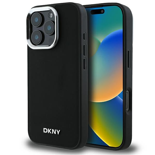 Husa Dkny Plain Argintiu Logo Magsafe iPhone 16 Pro Max - Negru
