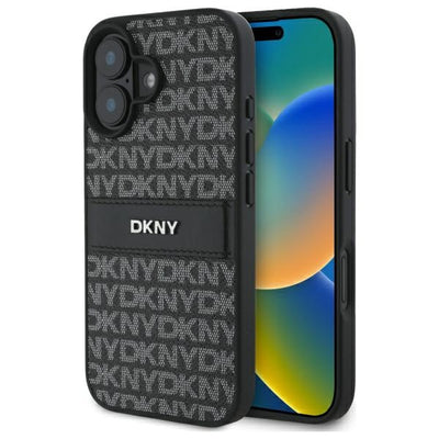 Husa Dkny Texture Pattern Tonal Stripe iPhone 16 - Negru