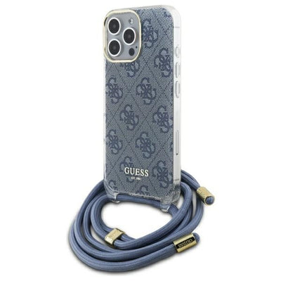 Husa Guess Crossbody Cord 4G Print pentru iPhone 16 Pro Max - Albastru