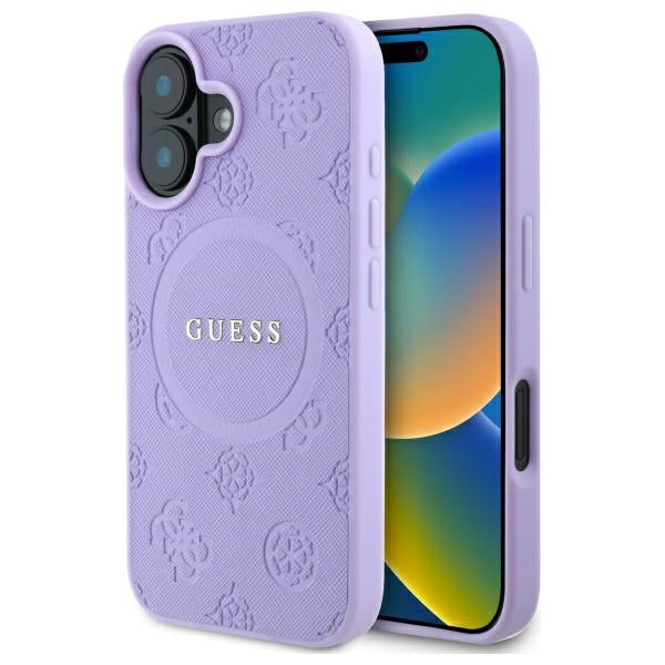 Husa Guess Saffiano Peony Classic Logo Magsafena iPhone 16 Plus - Mov