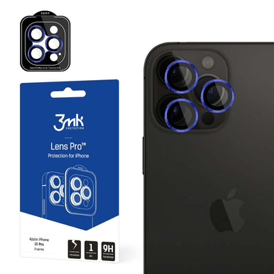 Folie 3mk lentila Protection Pro Camera Husa cu Albastru Frame pentru iPhone 15 Pro Max