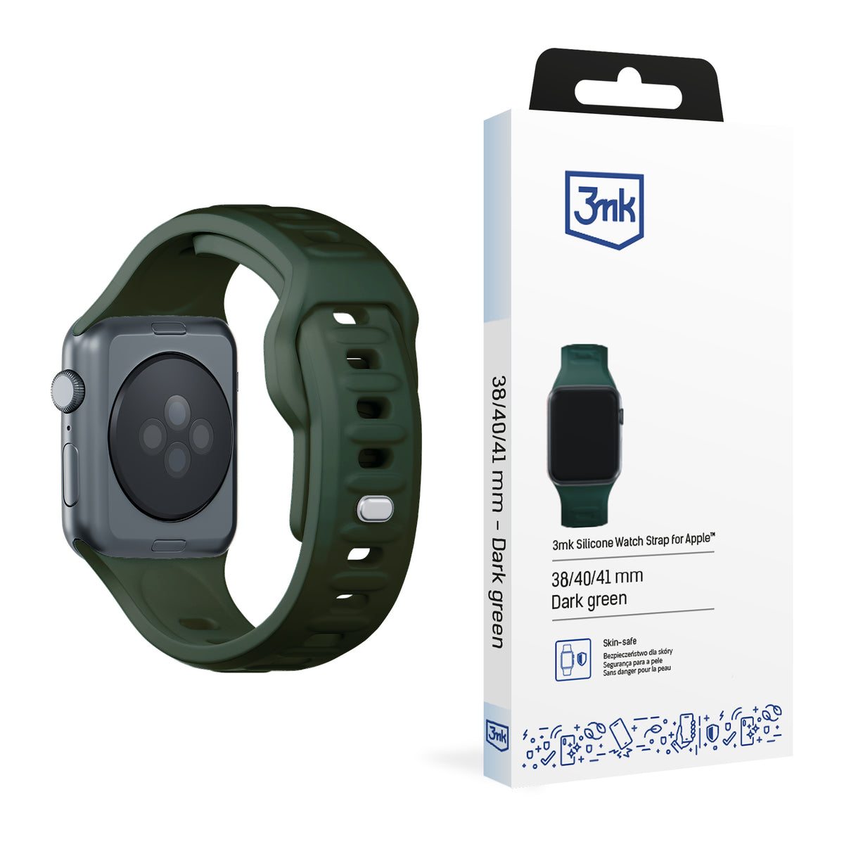 Curea 3mk Silicone pentru Apple Watch 38 / 40 / 41 Mm - Verde