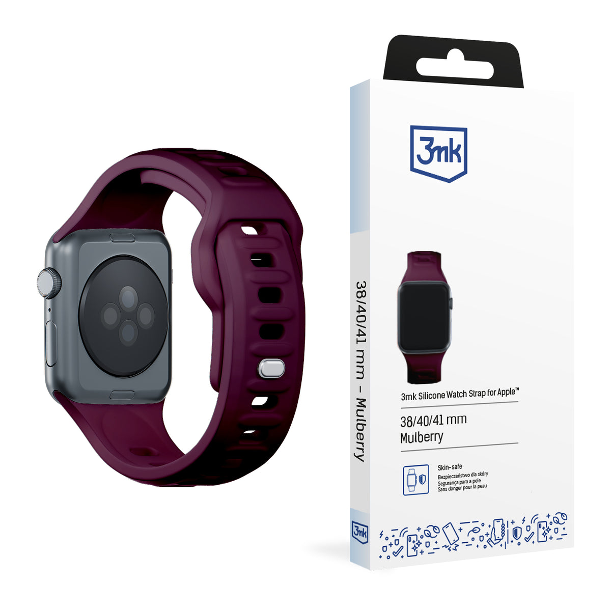 Curea 3mk Silicone pentru Apple Watch 38 / 40 / 41 Mm - Burgundy