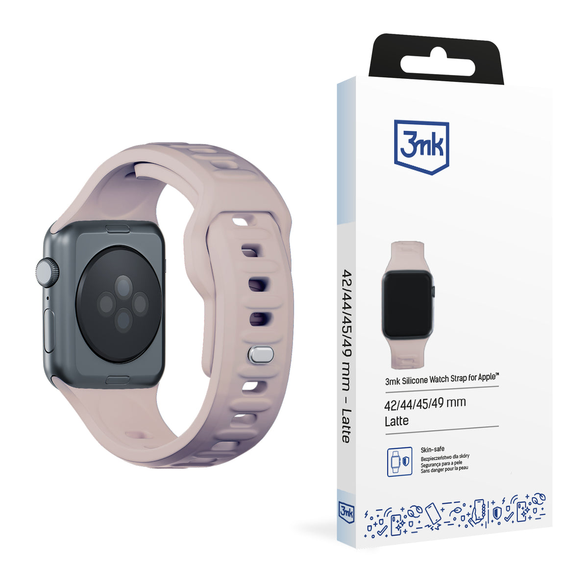 Curea 3mk Silicone pentru Apple Watch 42 / 44 / 45 / 49 Mm - Bej