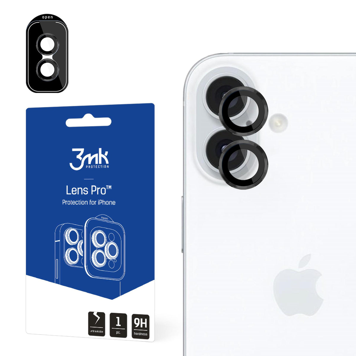 Folie 3mk lentila Protection Pro Camera Husa cu Negru Frame pentru iPhone 16 / 16 Plus