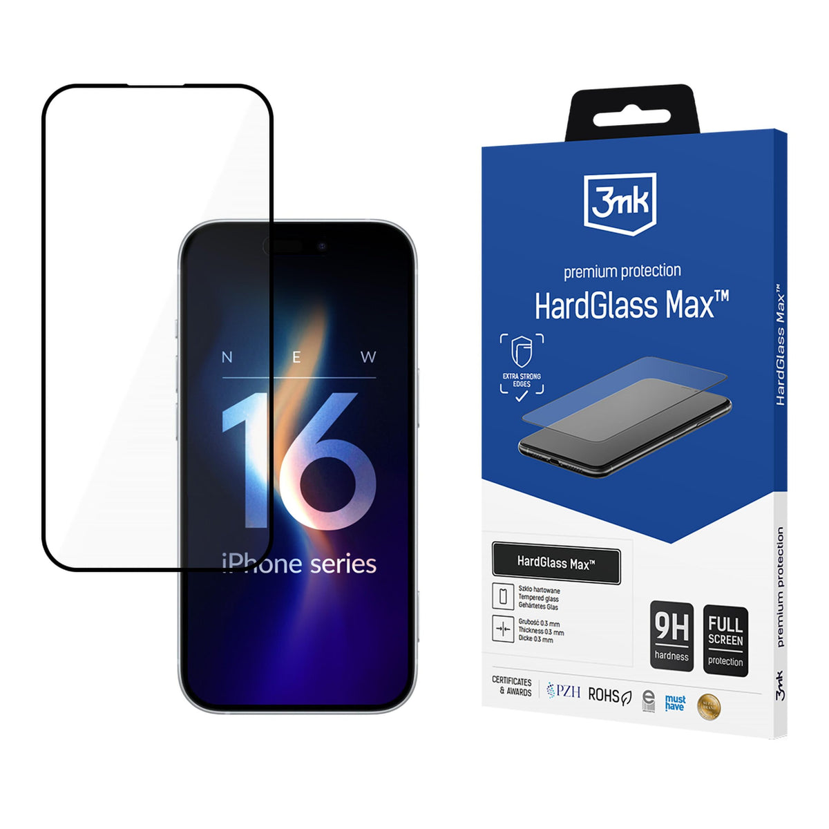 Folie 3mk Hardglass Max Negru Full Coverage Reinforced sticla pentru iPhone 16 Pro Max