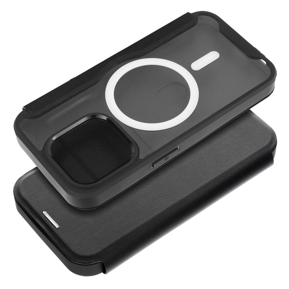 Husa Smart Mag Flip pentru iPhone 15 Plus Compatible cu Magsafe Negru