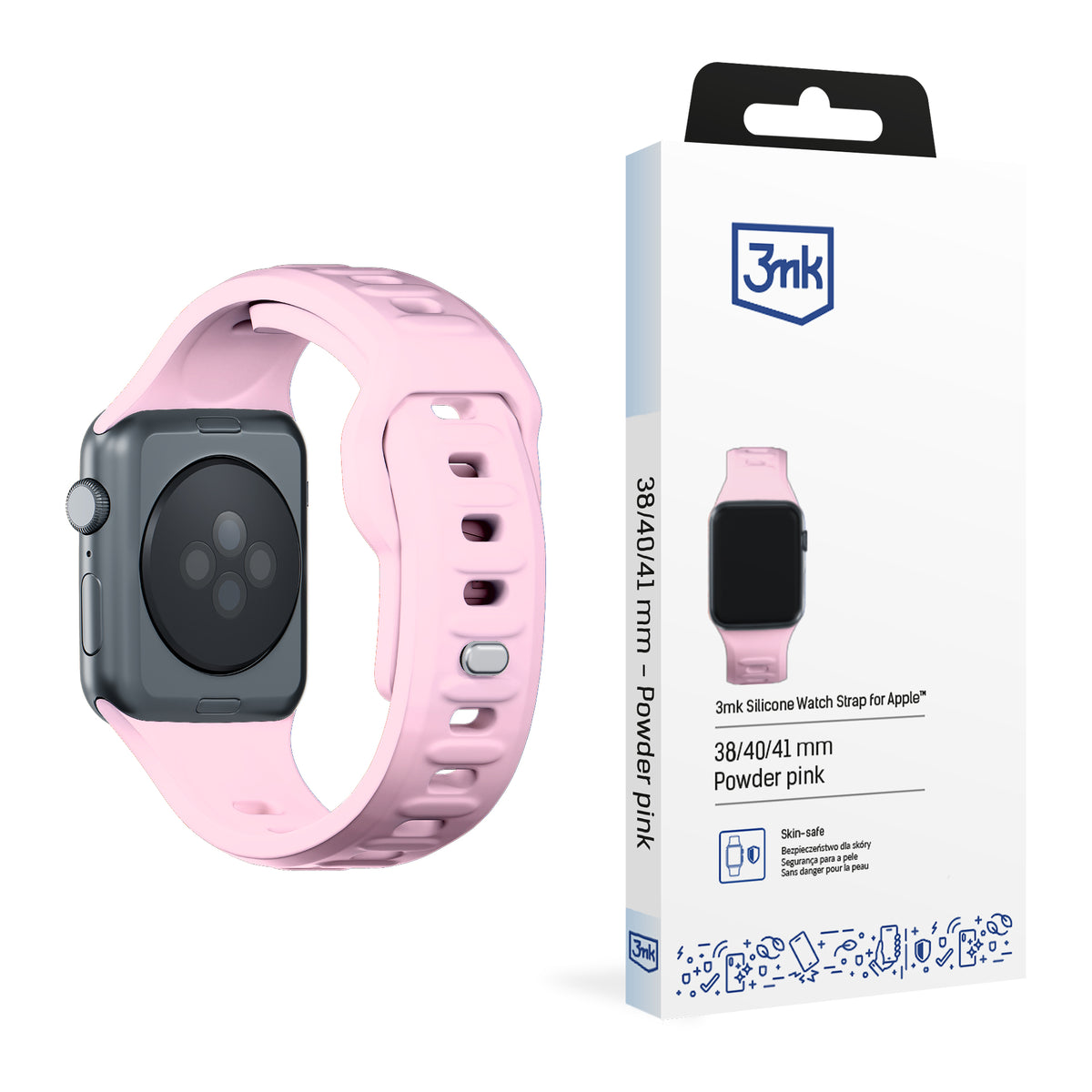 Curea 3mk Silicone pentru Apple Watch 38 / 40 / 41 Mm - Roz