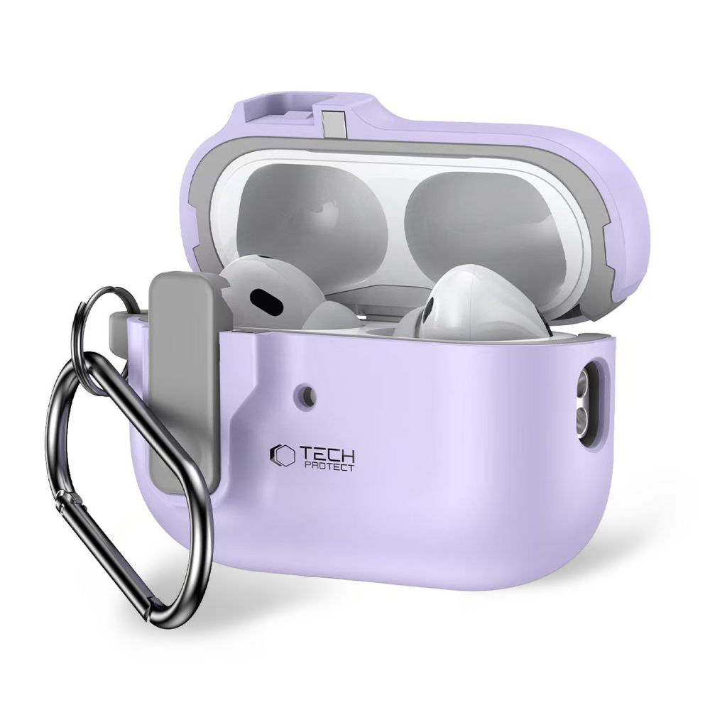 Husa Tech-protect Slim Hook cu Carabiner pentru Apple AirPods Pro 1 / 2 - Mov