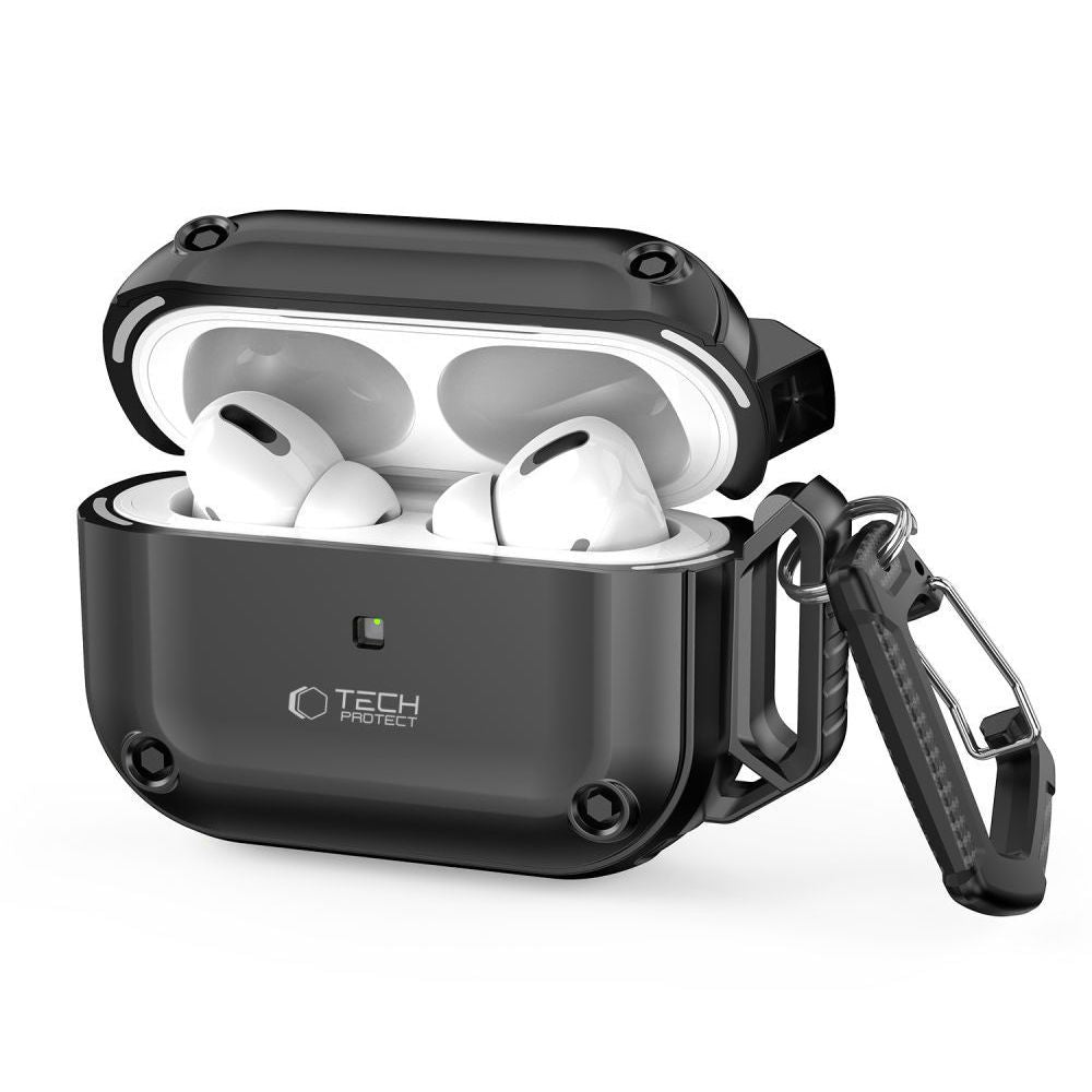 Husa Tech-protect Rough Hook cu Carabiner pentru Apple AirPods Pro 1 / 2 - Negru