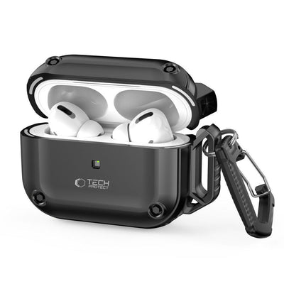 Husa Tech-protect Rough Hook cu Carabiner pentru Apple AirPods Pro 1 / 2 - Negru