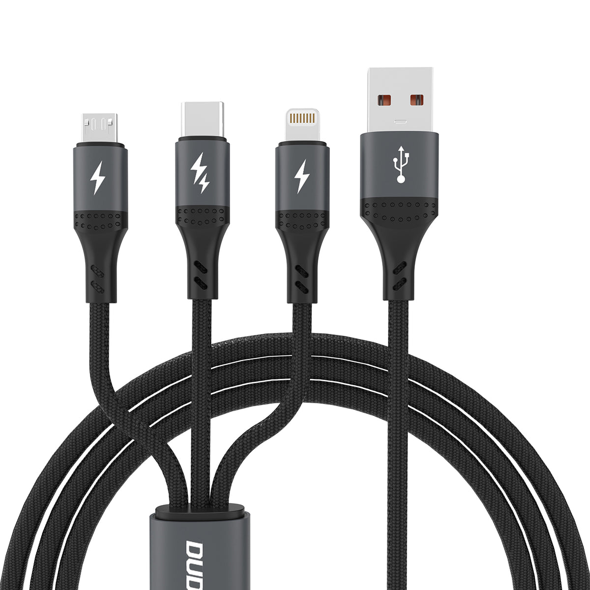 Cablu Dudao L3E 3 In 1 60W Microusb Usb-c Lightning 1.2m - Negru
