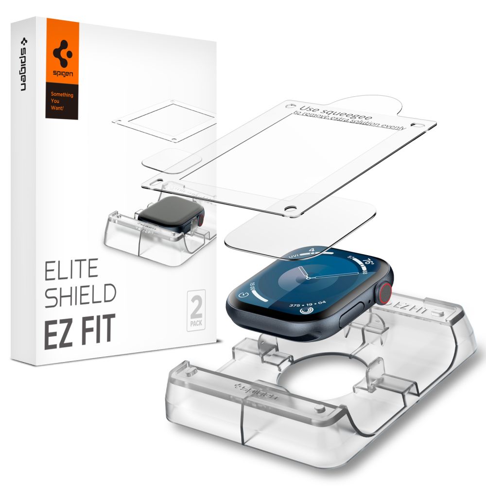 Curea Spigen Elite Shield ”EZ FIT” sticla hibrida 2-PACK pentru Apple Watch 10 (42MM) - Transparent