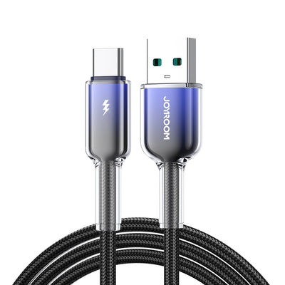 Cablu Joyroom S-a42 Crystal-Transparent Series 3A Usb-a - Usb-c 1.2m - Negru