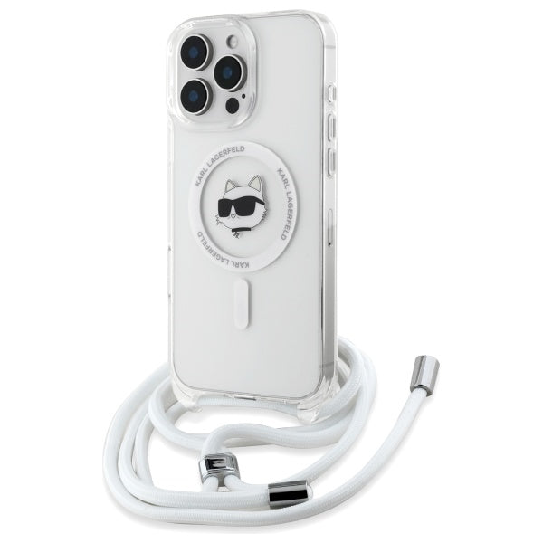 Husa Karl Lagerfeld IML Choupette Head & Cord Magsafe iPhone 16 Pro - Transparent