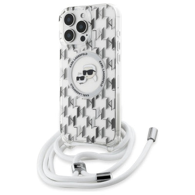 Husa Karl Lagerfeld IML Crossbody Monogram Karl & Choupette Head Magsafe pentru iPhone 16 Pro Max - Transparent