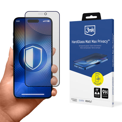 Folie sticla 3mk Hardglass Matt Max Privacy pentru Apple iPhone 16 Pro