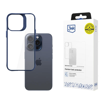 Husa 3mk Satin Armor + Albastru pentru Apple iPhone 15 Pro - Transparent