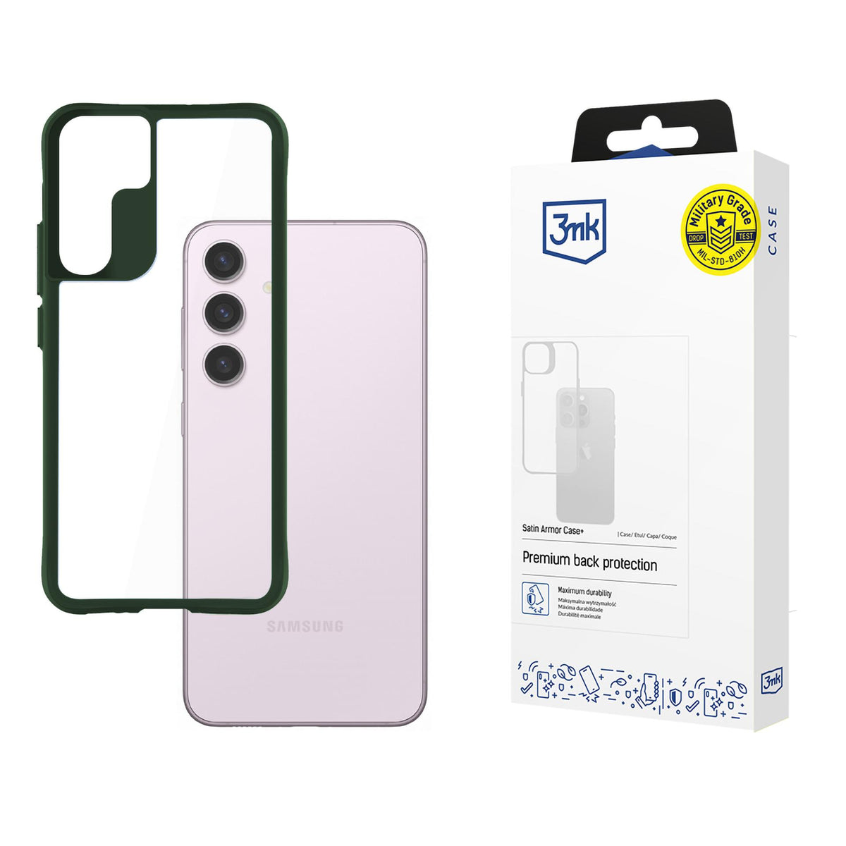 Husa 3mk Satin Armor + Verde pentru Samsung Galaxy S24 - Transparent