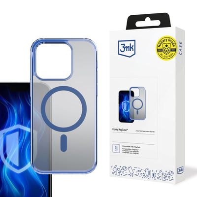 Husa 3mk Frosty Magcase Albastru pentru Apple iPhone 16 Pro Max - Transparent