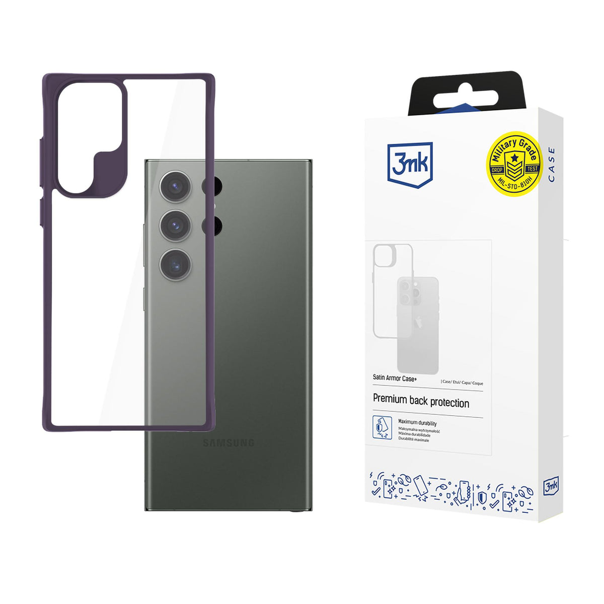 Husa 3mk Satin Armor + Mov pentru Samsung Galaxy S24 Ultra - Transparent