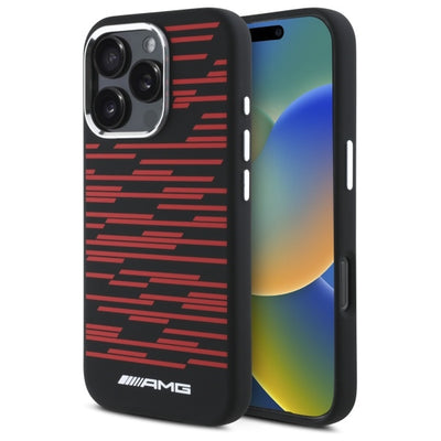Husa AMG Silicone Graphics Magsafe pentru iPhone 16 Pro - Negru
