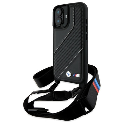 Husa BMW M Edition Carbon Stripe & Curea iPhone 16 Plus - Negru