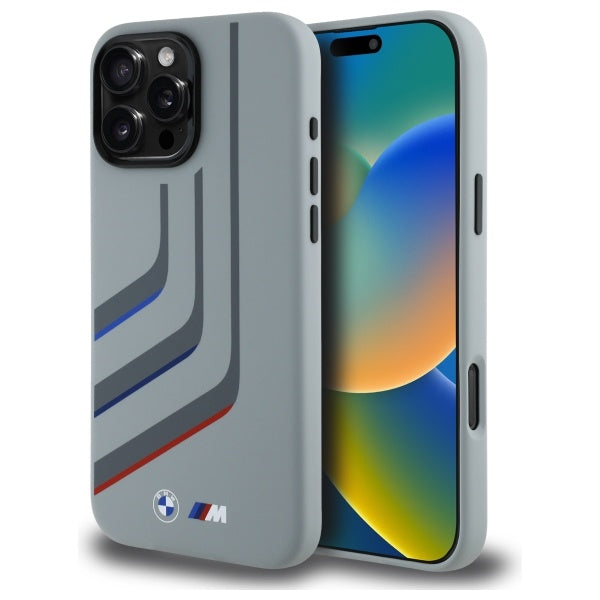 Husa BMW Silicone Turning Lines Magsafe pentru iPhone 16 Pro Max - Gri