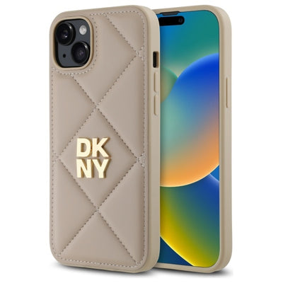 Husa Dkny Quilted Stack Logo iPhone 15 Plus - Bej