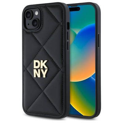Husa Dkny Quilted Stack Logo iPhone 15 Plus - Negru