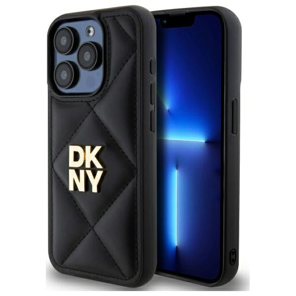 Husa Dkny Quilted Stack Logo iPhone 15 Pro Max - Negru