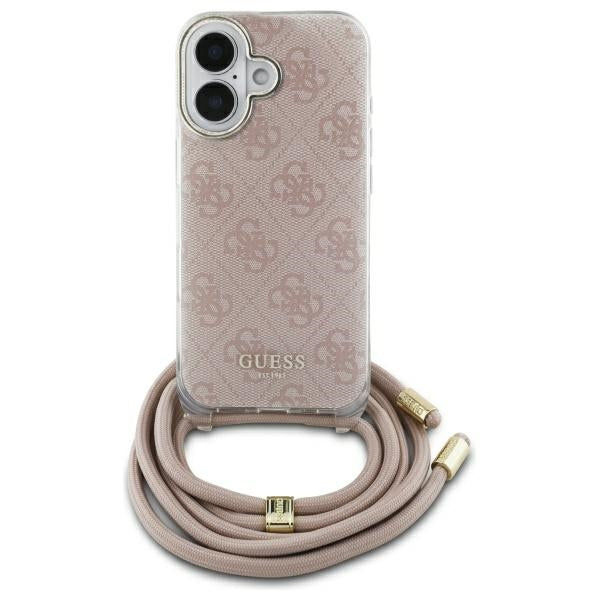 Husa Guess Crossbody Cord 4G Print iPhone 16 - Roz