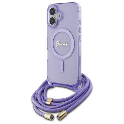 Husa Guess Crossbody Cord Script Magsafe iPhone 16 - Mov