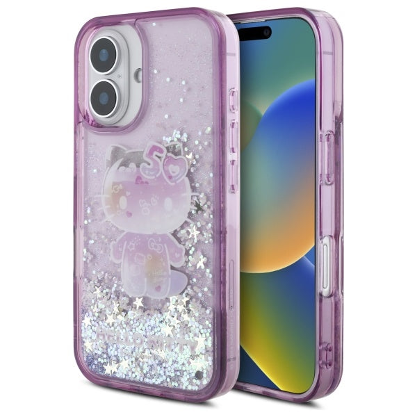Husa Hello Kitty Liquid Glitter 50TH Anniversary Party iPhone 16 - Mov