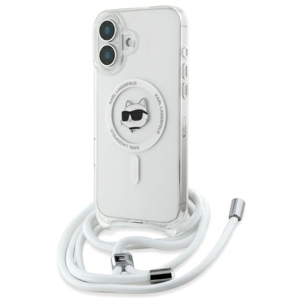 Husa Karl Lagerfeld IML Choupette Head & Cord Magsafe iPhone 16 - Transparent