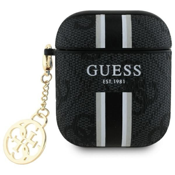 Husa Guess Gua2p4rpsk AirPods 1/2 Cover Negru/Negru 4G Printed Stripes Charm