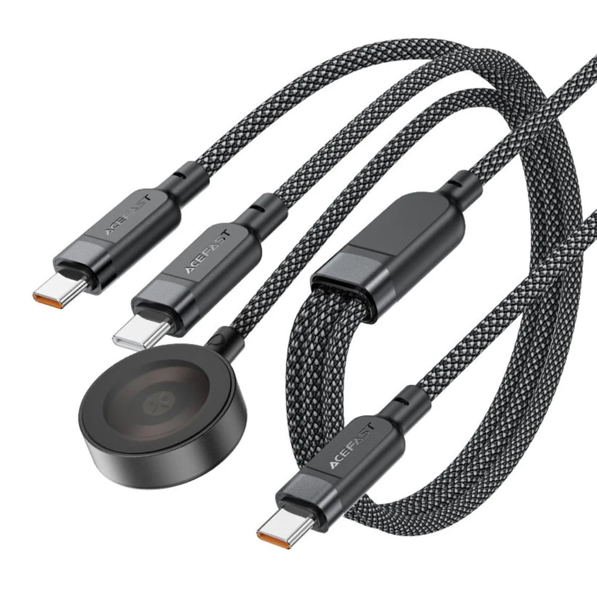 Cablu Acefast C6-11 Usb-c 3in1 - 2x Usb-c / Qi 480Mb/S 100W 1.2m - Negru