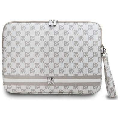 Geanta laptop Dkny Sleeve Checkered Pattern Printed Stripes 14" - Bej