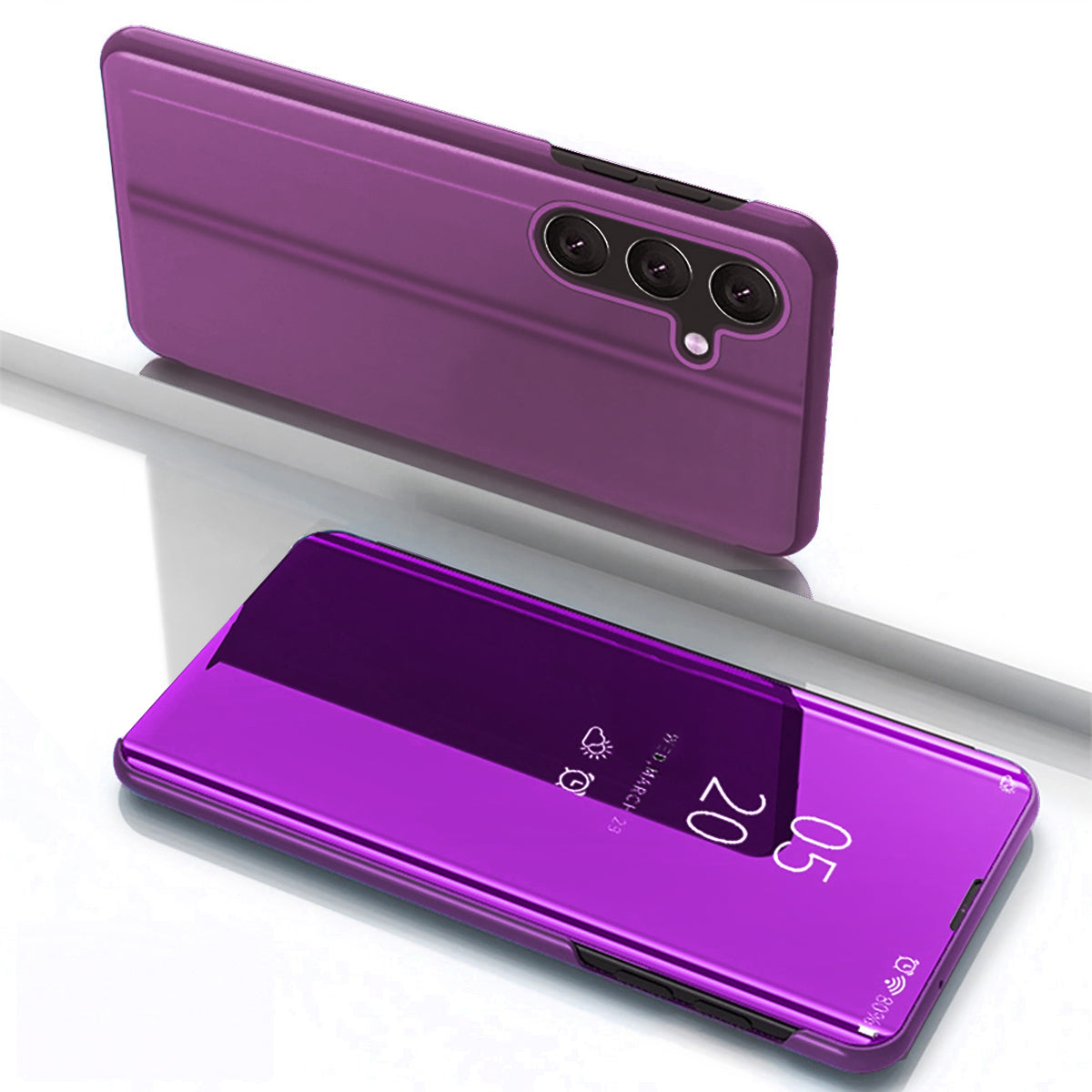 Husa Transparent View pentru Samsung Galaxy S25 Cover cu Flip - Roz