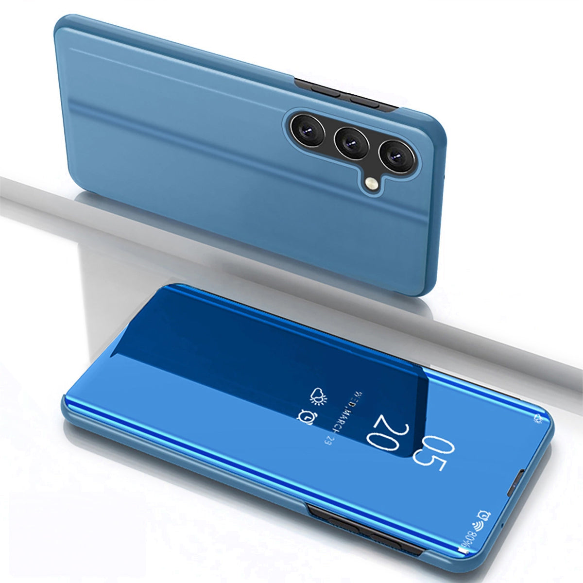 Husa Transparent View pentru Samsung Galaxy S25+ Cover cu Flip - Albastru