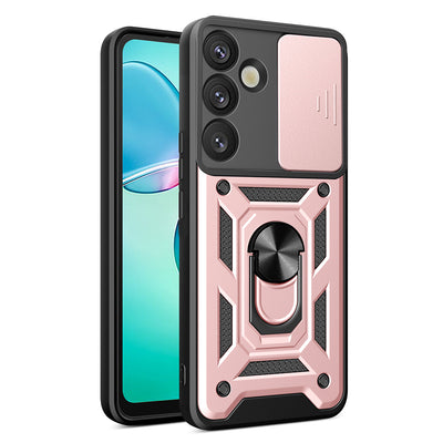 Husa Hybrid Armor Camshield cu Camera Cover And Metal Ring pentru Samsung Galaxy S25+ - Roz