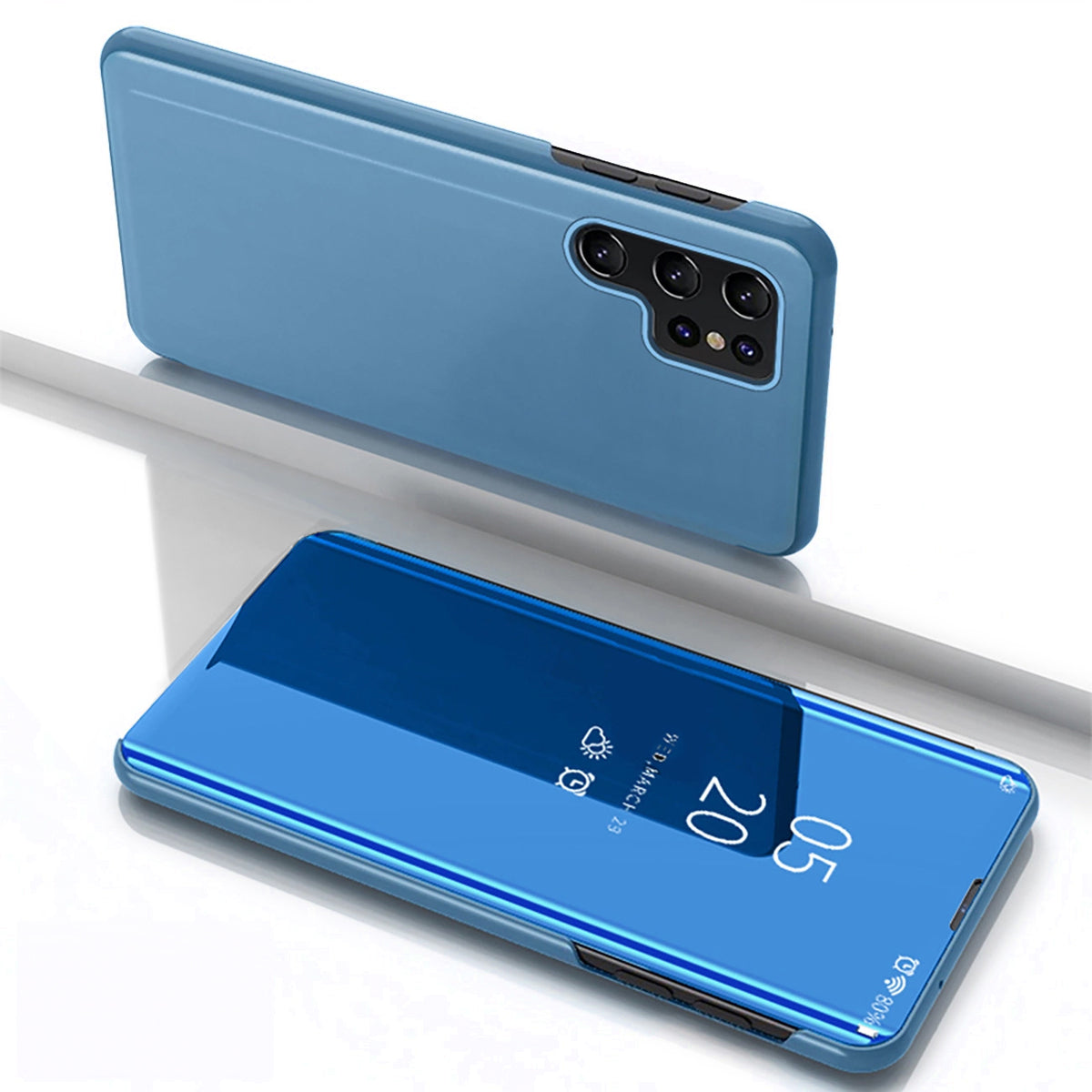 Husa Transparent View pentru Samsung Galaxy S25 Ultra Flip Cover - Albastru