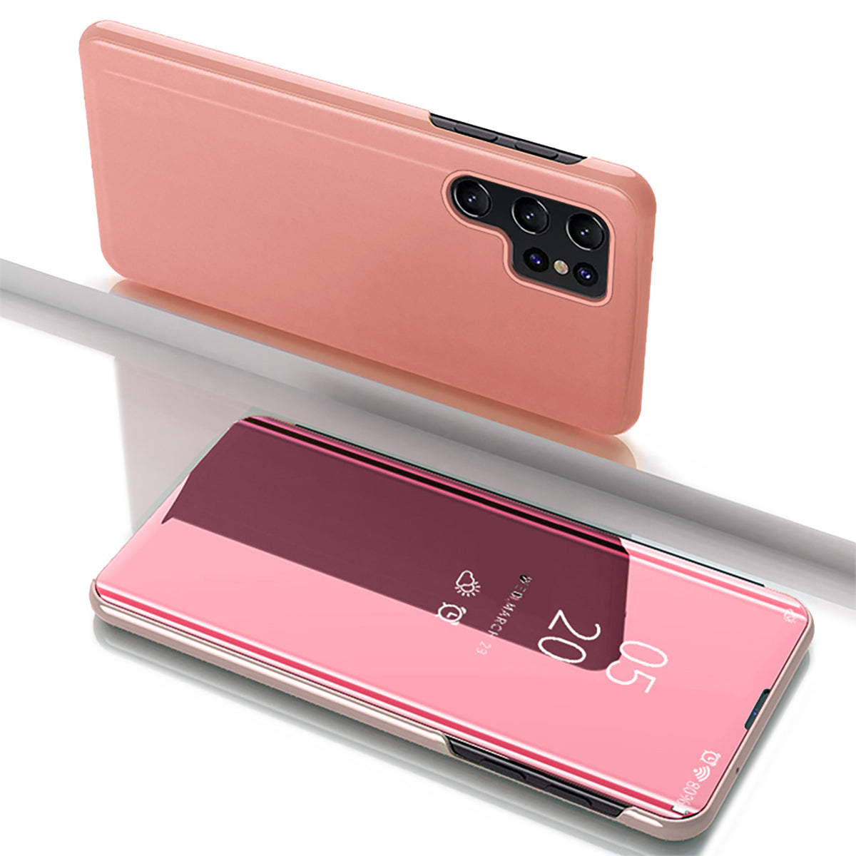 Husa Transparent View pentru Samsung Galaxy S25 Ultra Flip Cover - Roz