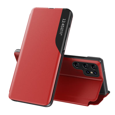 Husa Eco Leather View pentru Samsung Galaxy S25 Ultra cu Flip And Stand - Rosu