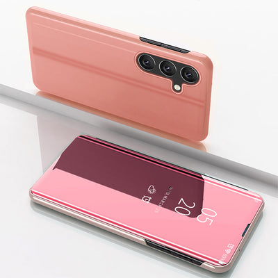 Husa Transparent View pentru Samsung Galaxy S24 FE Cover cu Flip - Roz