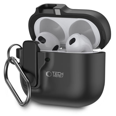 Husa Tech-protect Slim Hook pentru AirPods 4 - Negru
