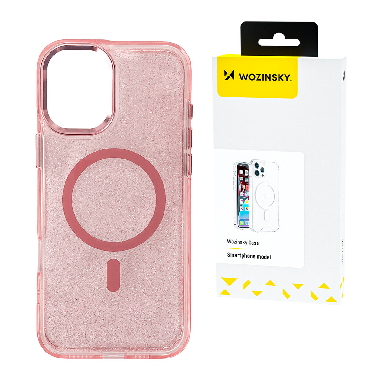 Husa Wozinsky Glitter cu Mag Safe pentru Samsung Galaxy S25 - Roz cu Glitter