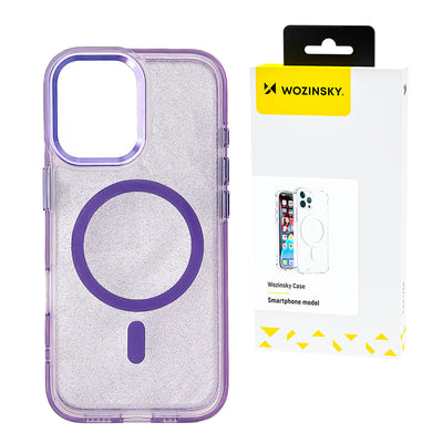 Husa Wozinsky Glitter Magsafe pentru Samsung Galaxy S24 FE - Mov cu Glitter